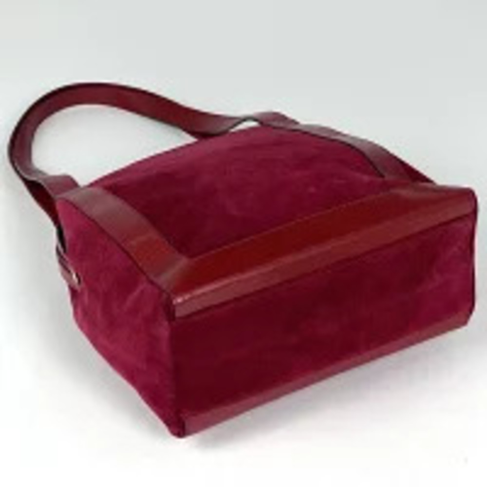 Celine red circle tote shoulder bag suede